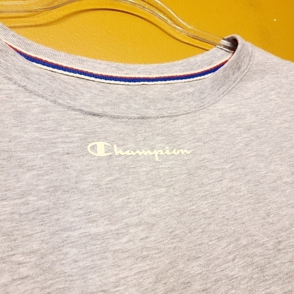 Champion | Women's Gray Heritage Cropped Long Sleeve Striped Tee (Size Medium) - Picture 4 of 12